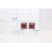 Flower Stud Earrings Silver 925 Sterling Women Red Onyx & Marcasite Stone E234